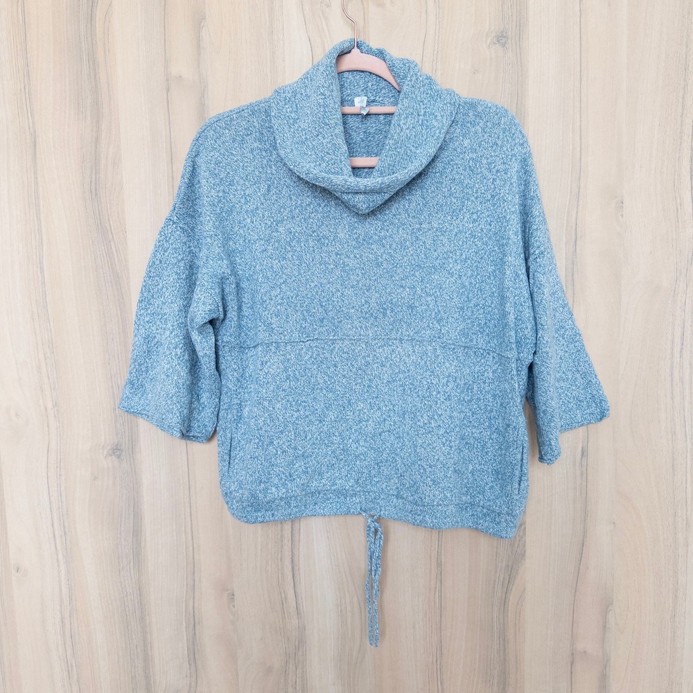 Pure Jill Cashmere Blend Kimono Sweater XS Blue Cowl Neck Classic Quiet Luxury